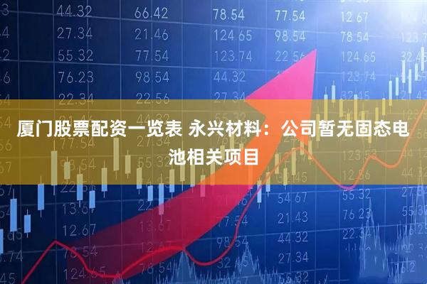 厦门股票配资一览表 永兴材料：公司暂无固态电池相关项目